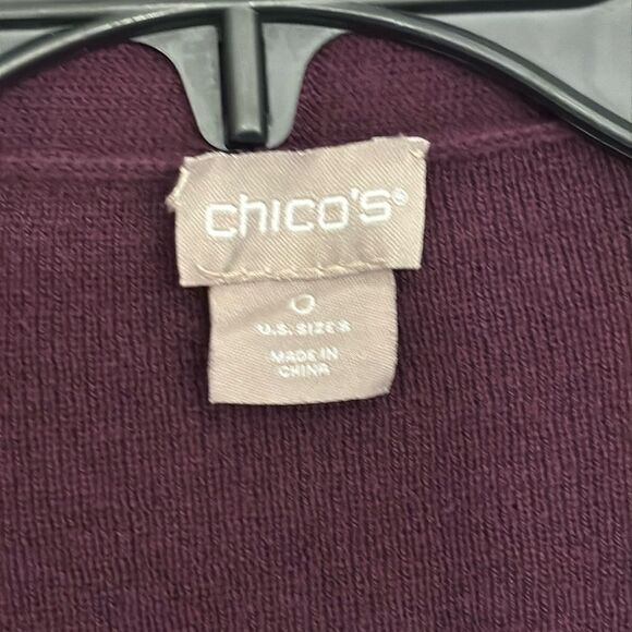 Chico's | Women’s Burgundy Paisley Print Back Open Front Cardigan Sweater - Picture 13 of 15